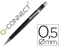 Portaminas q-connect 0,5 mm con tres minas cuerpo negro clip metalico
