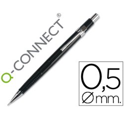 Portaminas q-connect 0,5 mm con tres minas cuerpo negro clip metalico