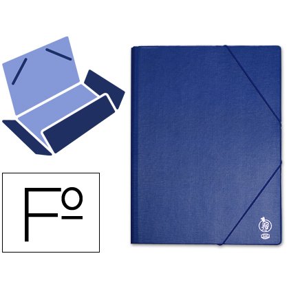 Carpeta liderpapel gomas tres solapas plastico folio color azul
