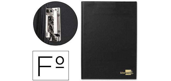 Carpeta portabloc liderpapel miniclip lateral folio plástico negro