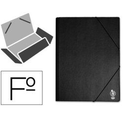 Carpeta liderpapel gomas tres solapas plastico folio color negro