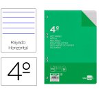Recambio liderpapel 4º / A5+ 100 hojas 60g/m2 rayas horizontal con margen 6 taladros