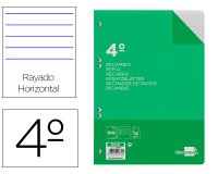 Recambio liderpapel 4º / A5+ 100 hojas 60g/m2 rayas horizontal con margen 6 taladros