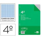 Recambio liderpapel 4º / A5+ 100 hojas 60g/m2 milimetrado sin margen 6 taladros