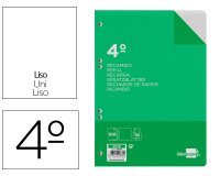 Recambio liderpapel 4º / A5+ 100 hojas 60g/m2 liso sin margen 6 taladros