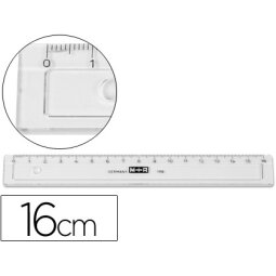 Regla m+r 16 cm plastico transparente con bisel