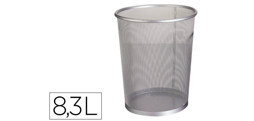 Papelera metalica q-connect rejilla gris 190x260x235 mm