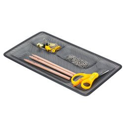 Organizador sobremesa bandeja metalica q-connect rejilla negra con 4 departamentos 315x20x175 mm