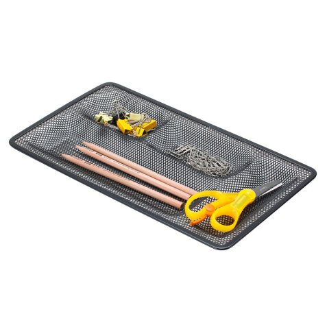 Organizador sobremesa bandeja metalica q-connect rejilla negra con 4 departamentos 315x20x175 mm