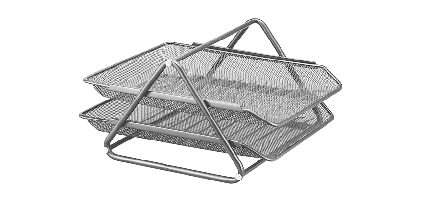 Bandeja sobremesa metalica q-connect rejilla gxa100 plata 2 bandejas movibles 300x185x350 mm