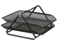 Bandeja sobremesa metalica q-connect rejilla gxa100 negra 2 bandejas movibles 300x185x350 mm