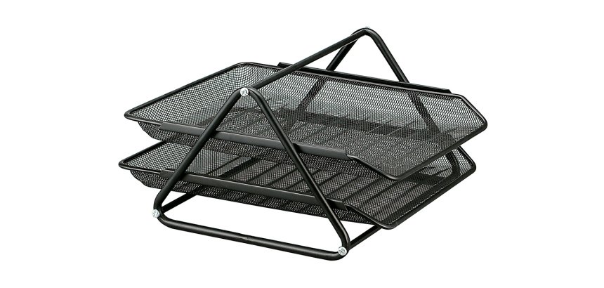 Bandeja sobremesa metalica q-connect rejilla gxa100 negra 2 bandejas movibles 300x185x350 mm