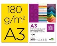 Cartulina liderpapel a3 180g/m2 amarillo paquete de 100 hojas