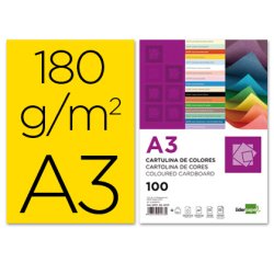 Cartulina liderpapel a3 180g/m2 amarillo paquete de 100 hojas