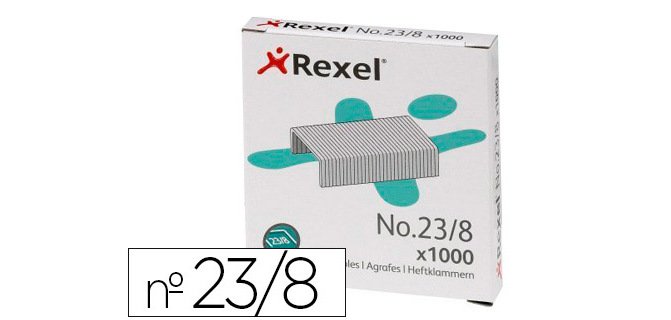 Grapas rexel 23/8 acero caja de 1000 unidades