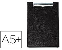 Carpeta portabloc plástico con pinza cuarto color negro