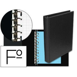 Carpeta multifin alfa 3005-g 16 anillas 40 mm plastico folio negro