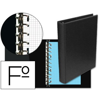 Carpeta multifin alfa 3005-g 16 anillas 39 mm plastico folio negro 215x310 mm