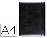 Carpeta portafolios q-connect sin cremallera sin asas con departamentos interiores color negro 320x250 mm