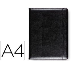 Carpeta portafolios q-connect sin cremallera sin asas con departamentos interiores color negro 320x250 mm