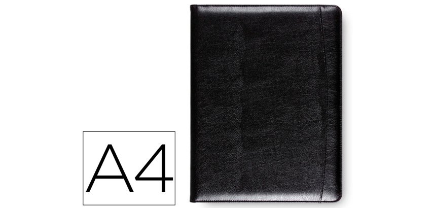 Carpeta portafolios q-connect sin cremallera sin asas con departamentos interiores color negro 320x250 mm