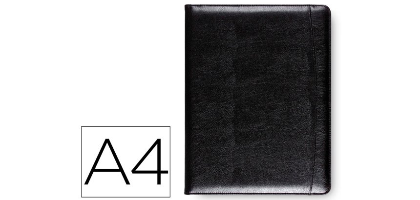 Carpeta portafolios q-connect sin cremallera sin asas con departamentos interiores color negro 320x250 mm