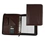 Carpeta portafolios q-connect cremallera 4 anillas 20 mm concalculadora con bolsa para movil color marron 260x355 mm