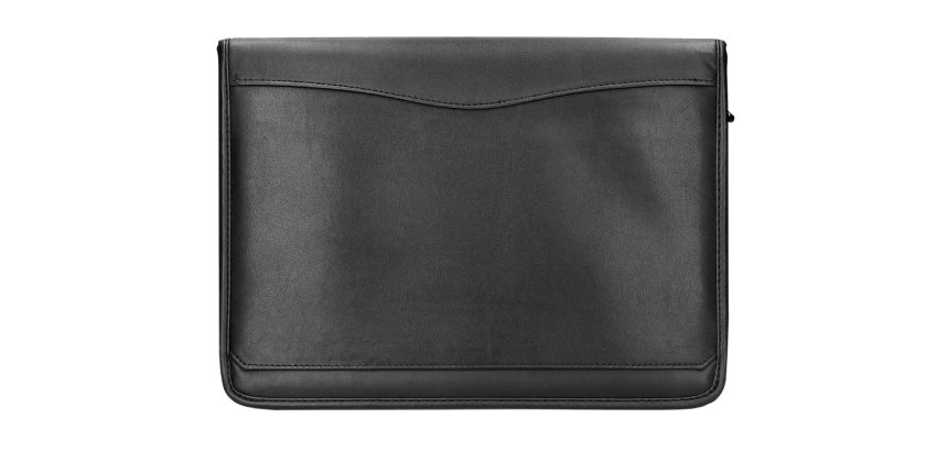 Carpeta portafolios q-connect cremallera 4 anillas 20 mm con calculadora y bolsillo para móvil color negro 260x355 mm