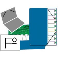 Carpeta clasificador tapa de plastico pardo folio -9 departamentos azul