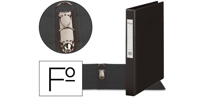 Carpeta 2 anillas 25 mm plastico pardo folio negro