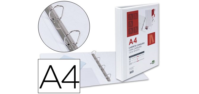 Carpeta canguro 4 anillas mixtas 25mm liderpapel a4 plastico color blanco