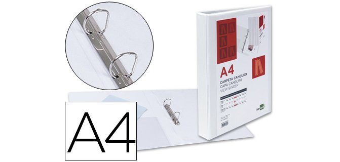 Carpeta canguro 2 anillas mixtas 25mm liderpapel a4 plastico color blanco