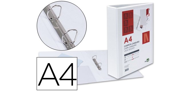 Carpeta canguro 2 anillas mixtas 40mm liderpapel a4 plastico color blanco