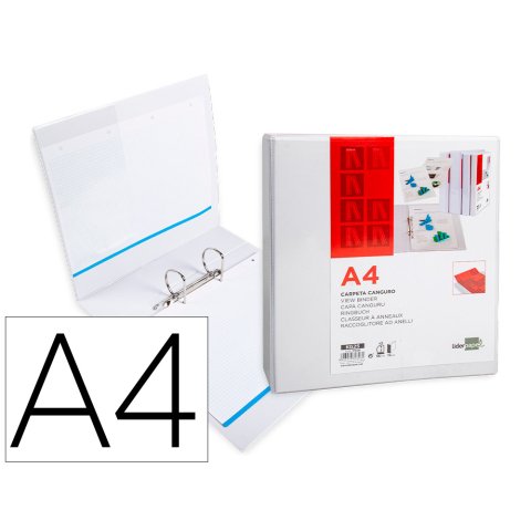 Carpeta canguro 2 anillas mixtas 55mm liderpapel a4 plastico color blanco