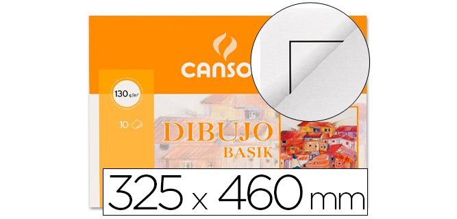 Papel dibujo basik din a3+ 32,5x 46 cm con recuadro minipack de 10 hojas