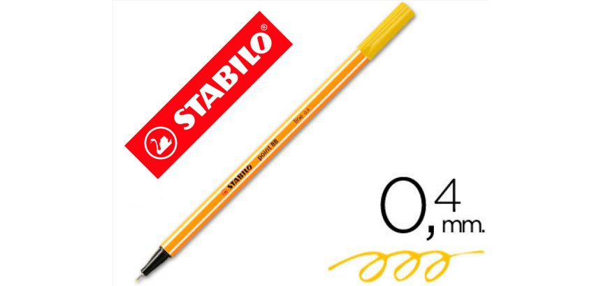 Rotulador stabilo punta de fib ra point 88 amarillo punta fina 0,4mm