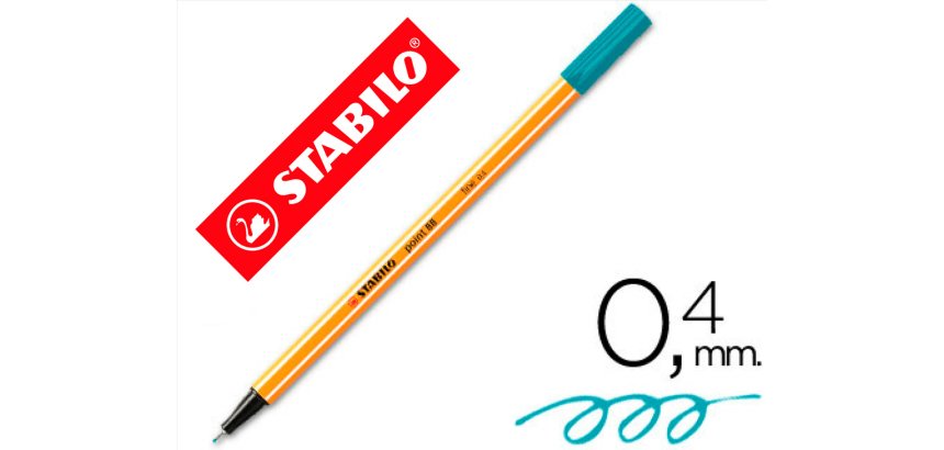 Rotulador stabilo punta de fib ra point 88 azul turquesa punta fina 0,4mm