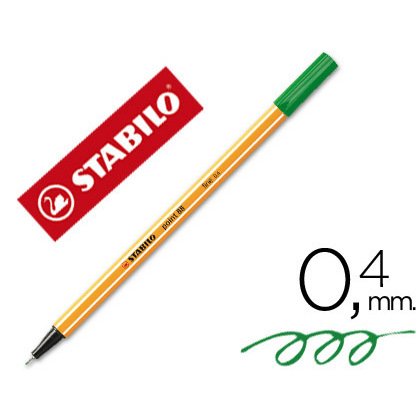 Rotulador stabilo punta de fib ra point 88 verde hoja punta fina 0,4mm