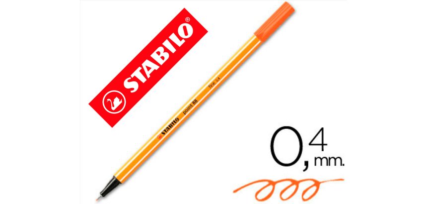 Rotulador stabilo punta de fib ra point 88 naranja punta fina 0,4mm
