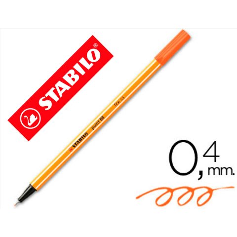 Rotulador stabilo punta de fib ra point 88 naranja punta fina 0,4mm