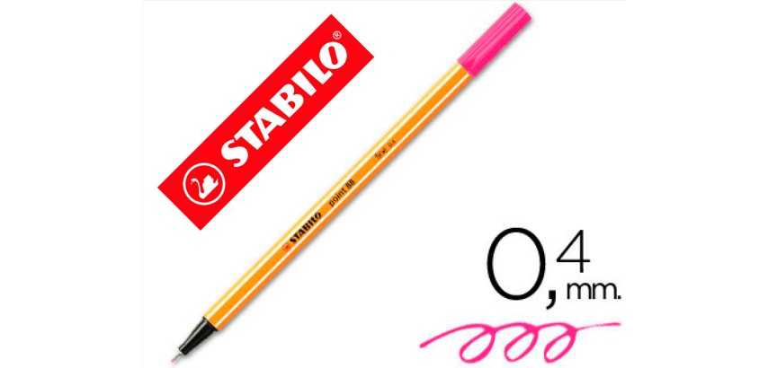Rotulador stabilo punta de fib ra point 88 rosa punta fina 0,4mm