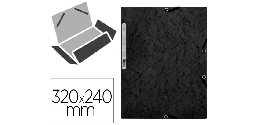 Carpeta q-connect gomas kf02169 carton simil-prespan solapas 320x243 mm negra
