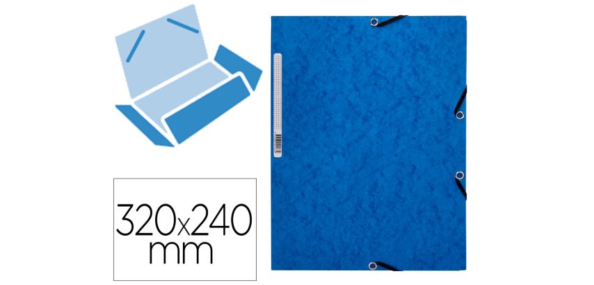 Carpeta q-connect gomas kf02167 carton simil-prespan solapas 320x243 mm azul