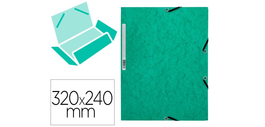 Carpeta q-connect gomas kf02168 carton simil-prespan solapas 320x243 mm verde