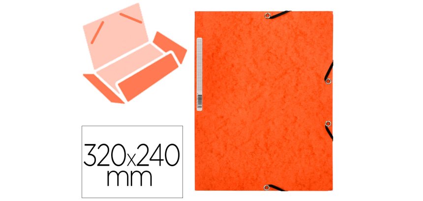 Carpeta q-connect gomas kf02170 carton simil-prespan solapas 320x243 mm naranja