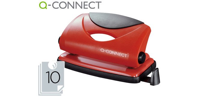 Taladrador q-connect kf02154 rojo abertura 1 mm capacidad 10 hojas