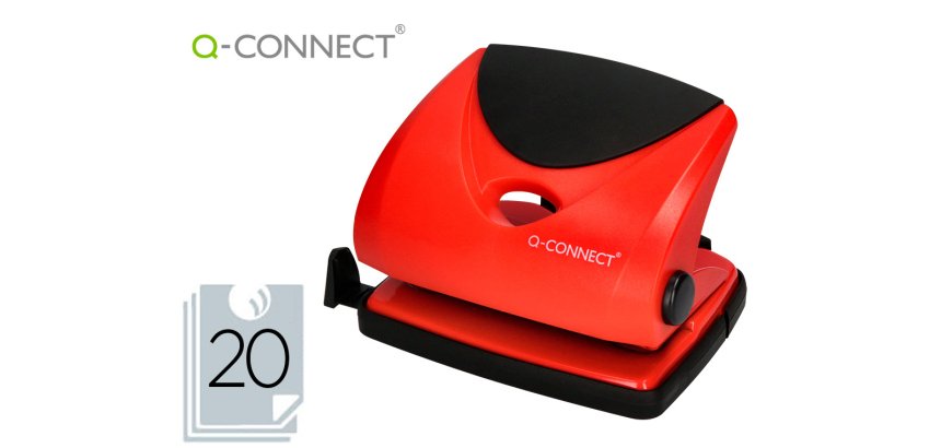 Taladrador q-connect kf02156 rojo abertura 2 mm capacidad 20 hojas