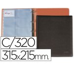 Tarjetero pardo folio 4 anillas similpiel negro para 320 tarjetas 320x275 mm