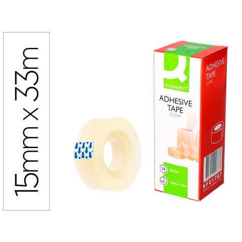 Cinta adhesiva q-connect transparente 33 mt x 15 mm