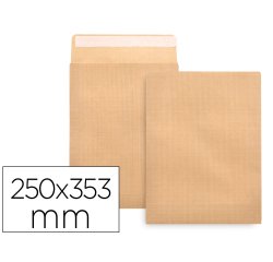 Sobre liderpapel bolsa n.11 kraft folio prolongado 250x353mm tira de silicona caja de 250 unidades